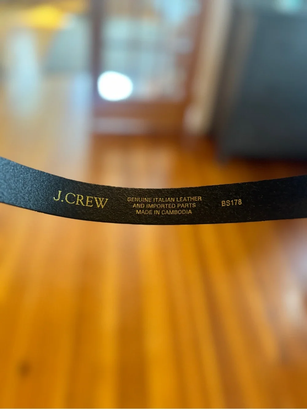 J.Crew Size Xs Black Leather Belt with Gold Rope-Frame Buckle